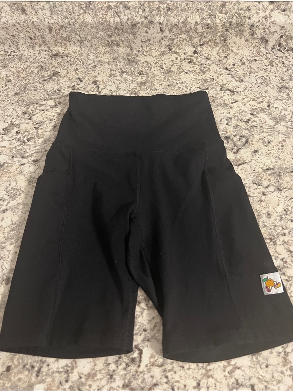 High-Rise Black Women’s Bike Shorts with Side Pockets